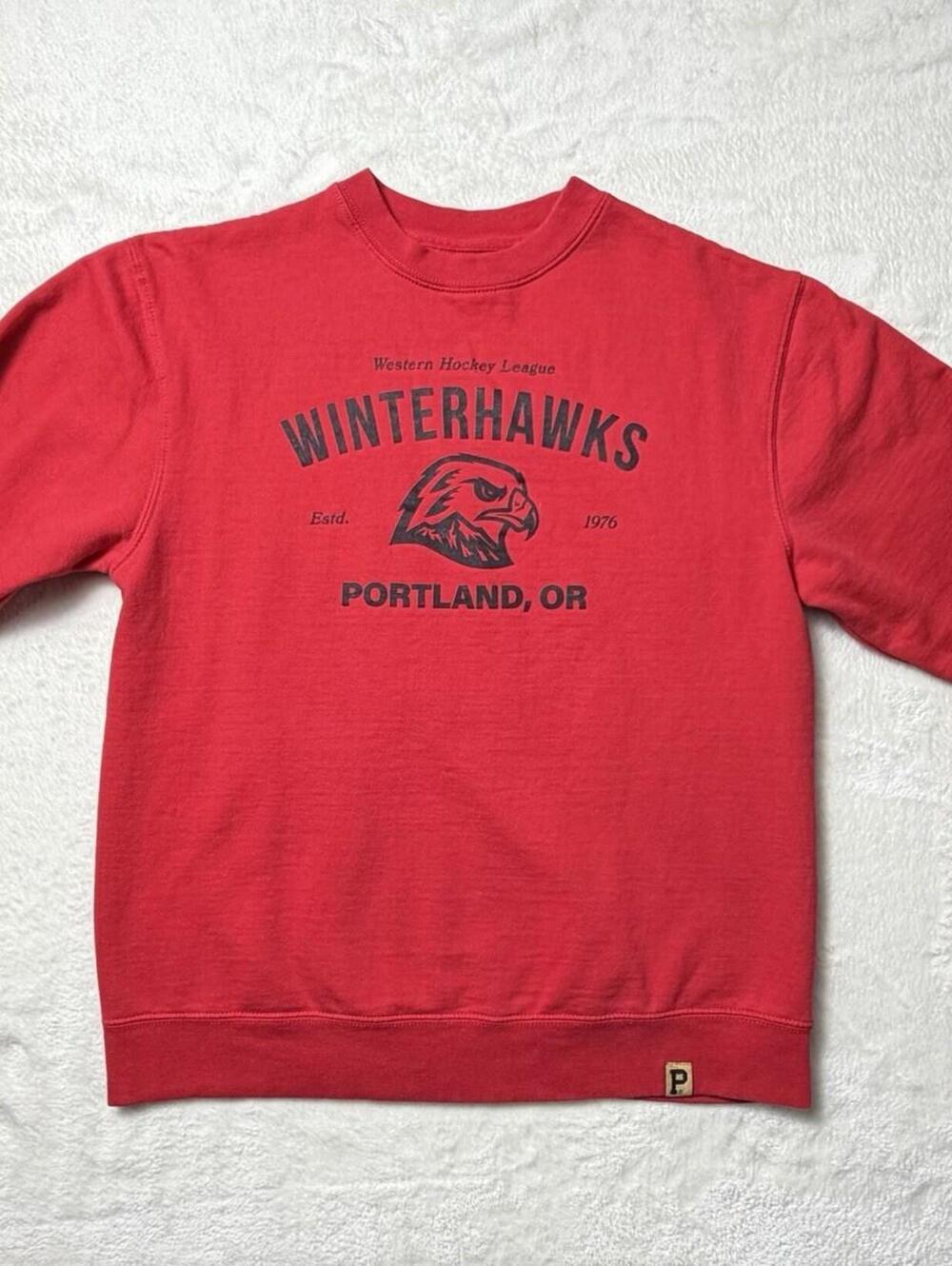 Portland Gear Winterhawks Sweatshirt Men's Small Red Western Hockey League Crew